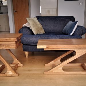 Oak Coffee and Sofa Table Set with Single Drawer from the "Z" Range "Made to order"