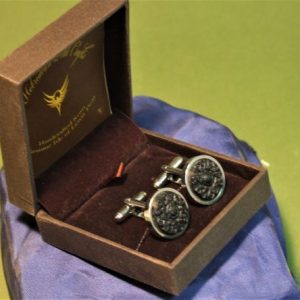 Stainless Steel Cufflinks with Celtic Motif Peat inserts