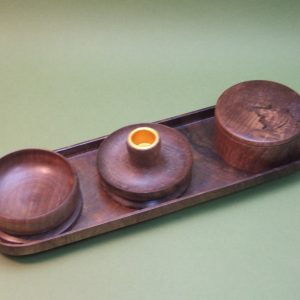 Four Piece Table Set- Dark Spalted Walnut