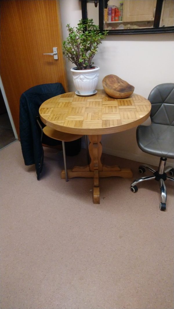 Oak Parquet topped Bistro Style Kitchen Table & Coffee Tables - Commission Project