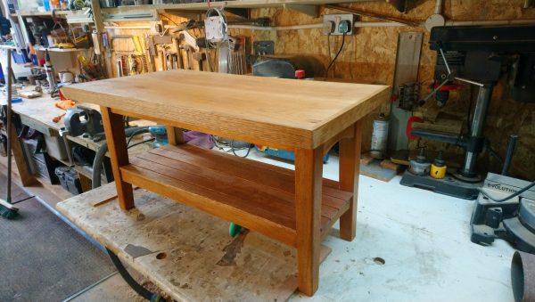 Oak Parquet topped Bistro Style Kitchen Table & Coffee Tables - Commission Project - Image 3
