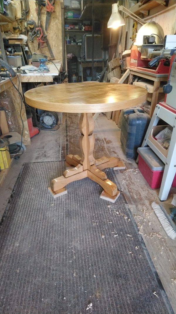 Oak Parquet topped Bistro Style Kitchen Table & Coffee Tables - Commission Project - Image 4