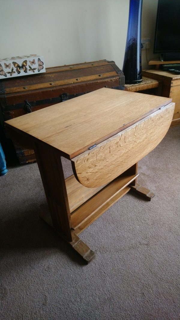 Restoration & Repair -  Small 1930's Solid English Oak, Drop-Leaf Library Table