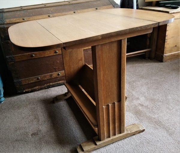 Restoration & Repair -  Small 1930's Solid English Oak, Drop-Leaf Library Table - Image 9